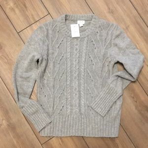 J.Crew Gray Cable Knit Sweater New With Tags